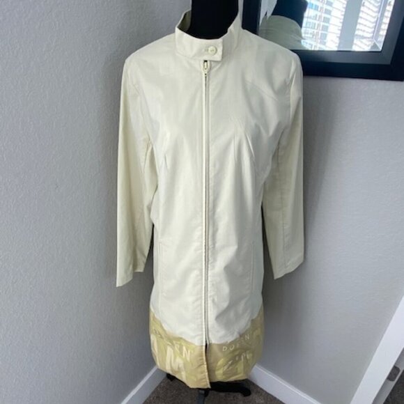 VINTAGE Street Style Pale Green Nylon Long Windbreaker Coat Medium - Picture 3 of 16